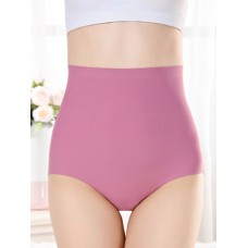 Plus Size Ice Silk Seamless High Waisted Full Hip Briefs