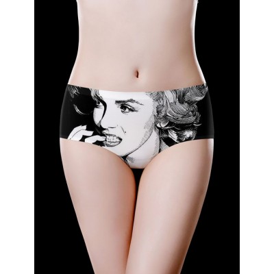 Mid Waisted Printing Seamless Cotton Crotch Briefs