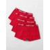 4Pcs Mens Seamless Cotton Underwear Logo Waistband Red Boxers With Pouch