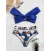 Flora Printed High Waisted Back Closure Backless Bikini Swimsuits