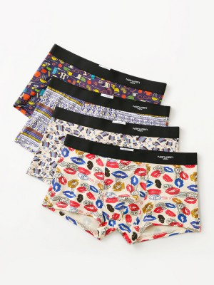 Multipacks Mens Funny Print U Convex Modal Underwear Mid Waist Boxer Briefs