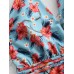 Criss Cross Backless Floral Drawstring Plunge Neck Swimwear