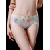 Mid Waisted Floral Printing Seamless Cotton Crotch Briefs