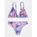 Tie  dye Print Bikini Spaghetti Straps Backless Triangle Swimsuit Beachwear