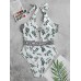 Flora Print Criss Cross Lace  up Backless Swimwear For Ladies