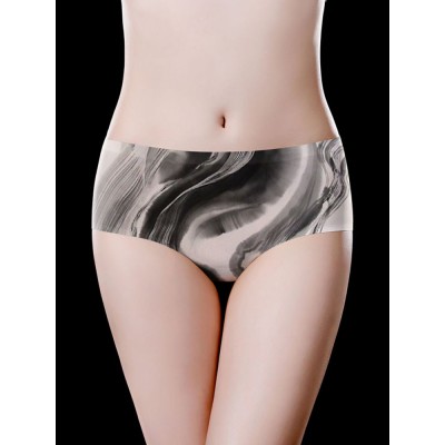 Ice Silk Seamless Printed Mid Waist Briefs