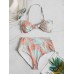 Halter Drawstring Printed Top With High Rise Bottom Bikini