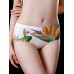 White Floral Print Seamless Ice Silk Low Waist Briefs