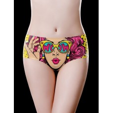 Plus Size Low Waist Seamless Printing Soft Briefs