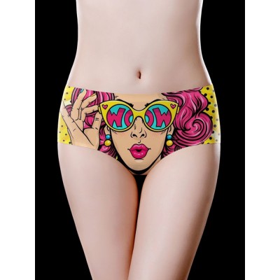 Plus Size Low Waist Seamless Printing Soft Briefs