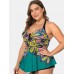 Plus Size Halter Printed Tops With Shorts Swimdress