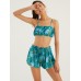 Women Foloral Print Backless Bandeau Tie Beach High Waist Bikini