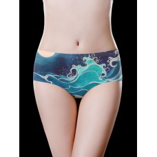 Low Waist Ice Silk Seamless Printed Breathable Briefs