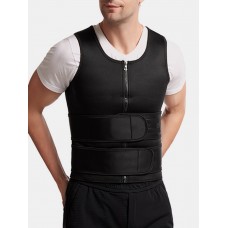 Mens Tummy Control Waist Trainer Zip Front Vest Shapewear With Double Sticky Belts