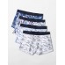 4Pcs Mens Printing Elastic Mid Waist Breathable Home Boyshorts Boxers Briefs