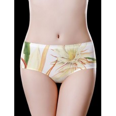 Floral Printed Ice Silk Seamless Low Waist Comfy Briefs