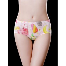 Seamless Cute Pattern Printing Ice Silk Low Waist Briefs