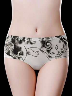 Low Waist Seamless Printed Cotton Crotch Briefs