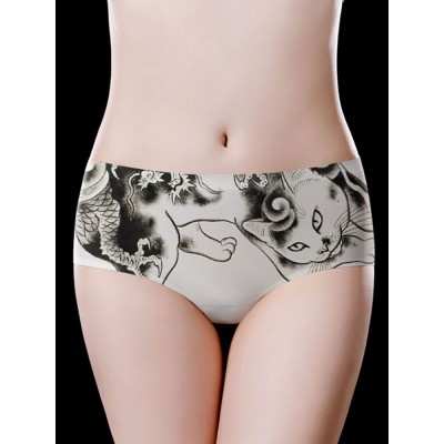 Low Waist Seamless Printed Cotton Crotch Briefs