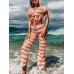 Geometric Print Knotted Short Sleeve Top High Waist Pants Thin Beach Two Piece Set Cover Ups