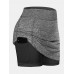 Women Solid Color Sports Shorts Compression Liner Breathable Tennis Skirt With Pocket