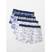 4Pcs Mens Printing Elastic Mid Waist Breathable Home Boyshorts Boxers Briefs