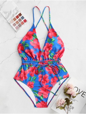 Ladies Flora Criss Cross Backless Dry Quickly High Waisted Swimwear