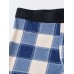 Mens 4Pcs Plaid Print Cotton Elastic Waist Home Breathable Thin U Convex Pouch Boxers Briefs