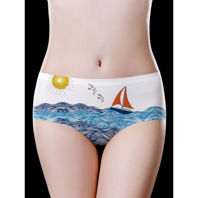 Low Waist Seamless Ice Silk Printed Comfy Briefs