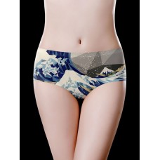 Printed Mid Waist Cotton Crotch Seamless Comfy Briefs