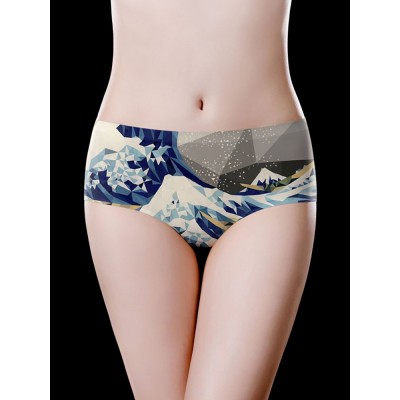 Printed Mid Waist Cotton Crotch Seamless Comfy Briefs