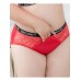 Plus Size Cotton Floral Lace Hollow Mid Waisted Briefs